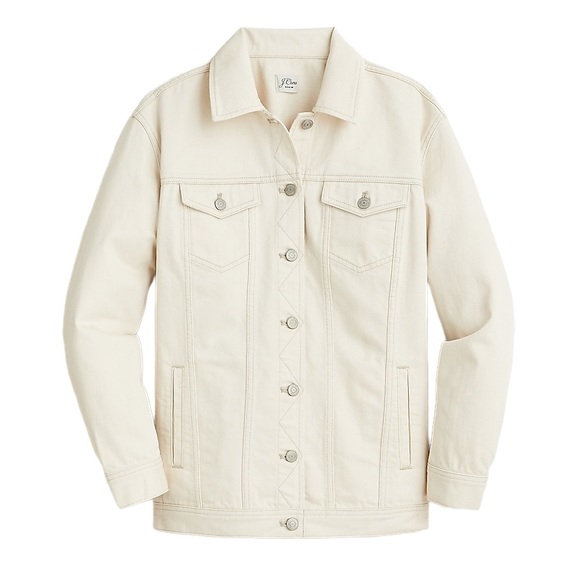 J.Crew Ecru relaxed denim jacket size large NWT - Picture 4 of 9